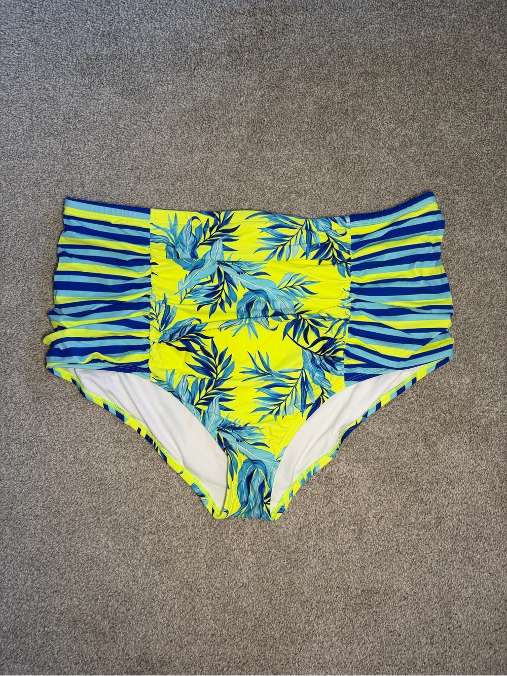 torrid Neon Yellow & Blue Tropical High-Waist Bikini Bottoms